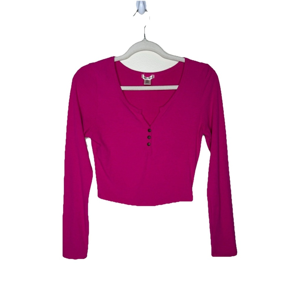 Bozzolo‎ Crop Top Long Sleeve Round Neck Shirt Size Large